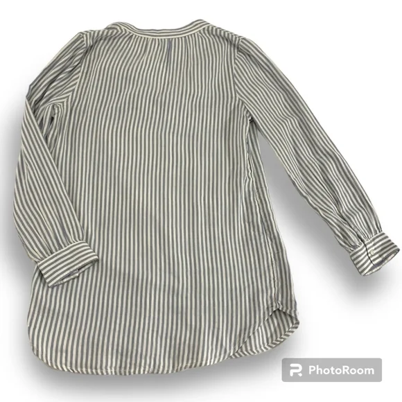 NWT AERIE lightweight LS Striped Ruffle Neck Pullover Tunic sz Small - Picture 2 of 9